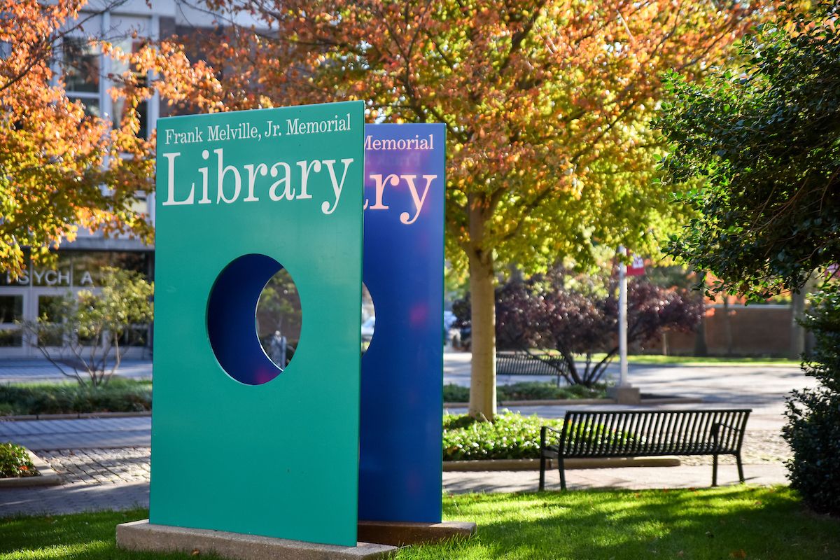 Melville Library book sign
