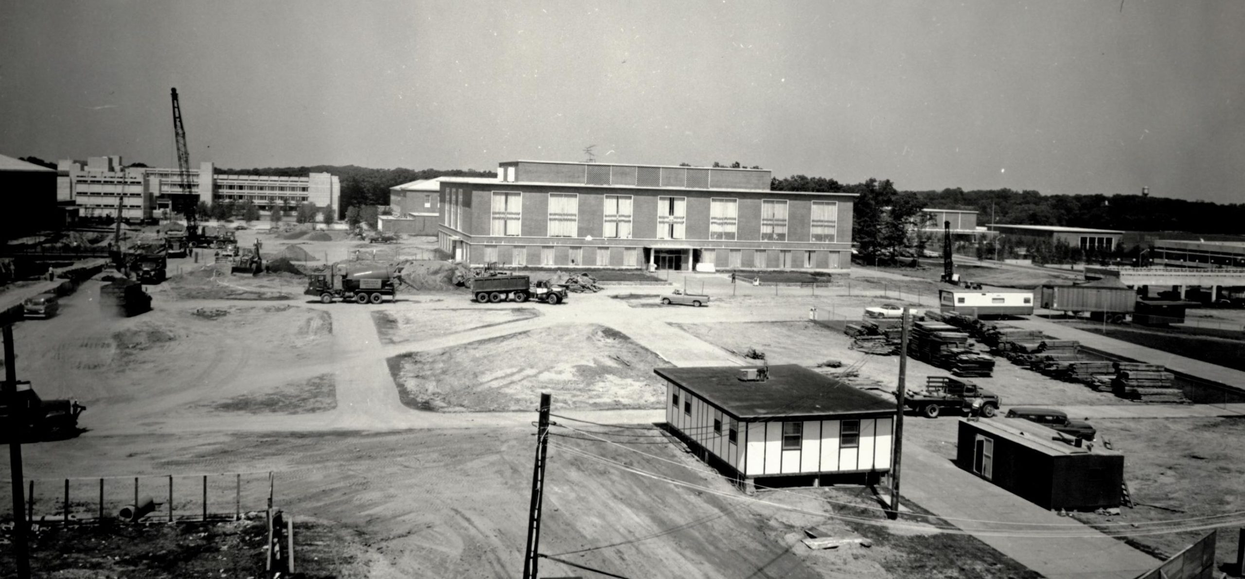 Melville Library construction site, 1970