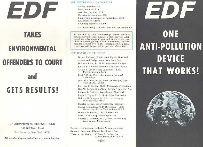 Brochure of Environmental Defense Fund picturing the Earth