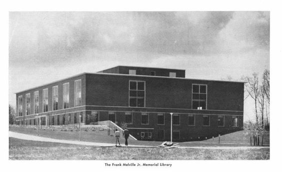 Exterior of the Melville Library building at Stony Brook University, 1965