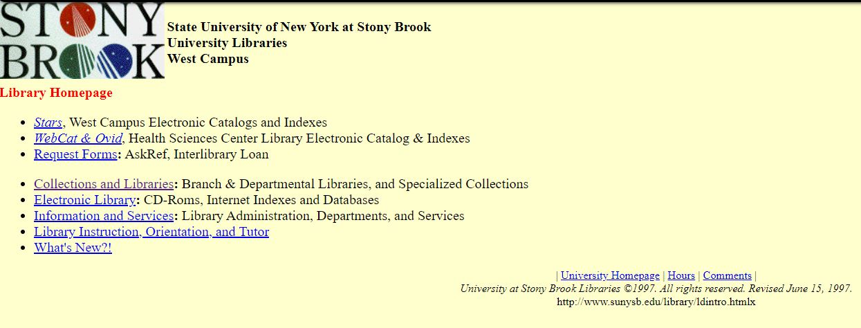 Library website, 1997