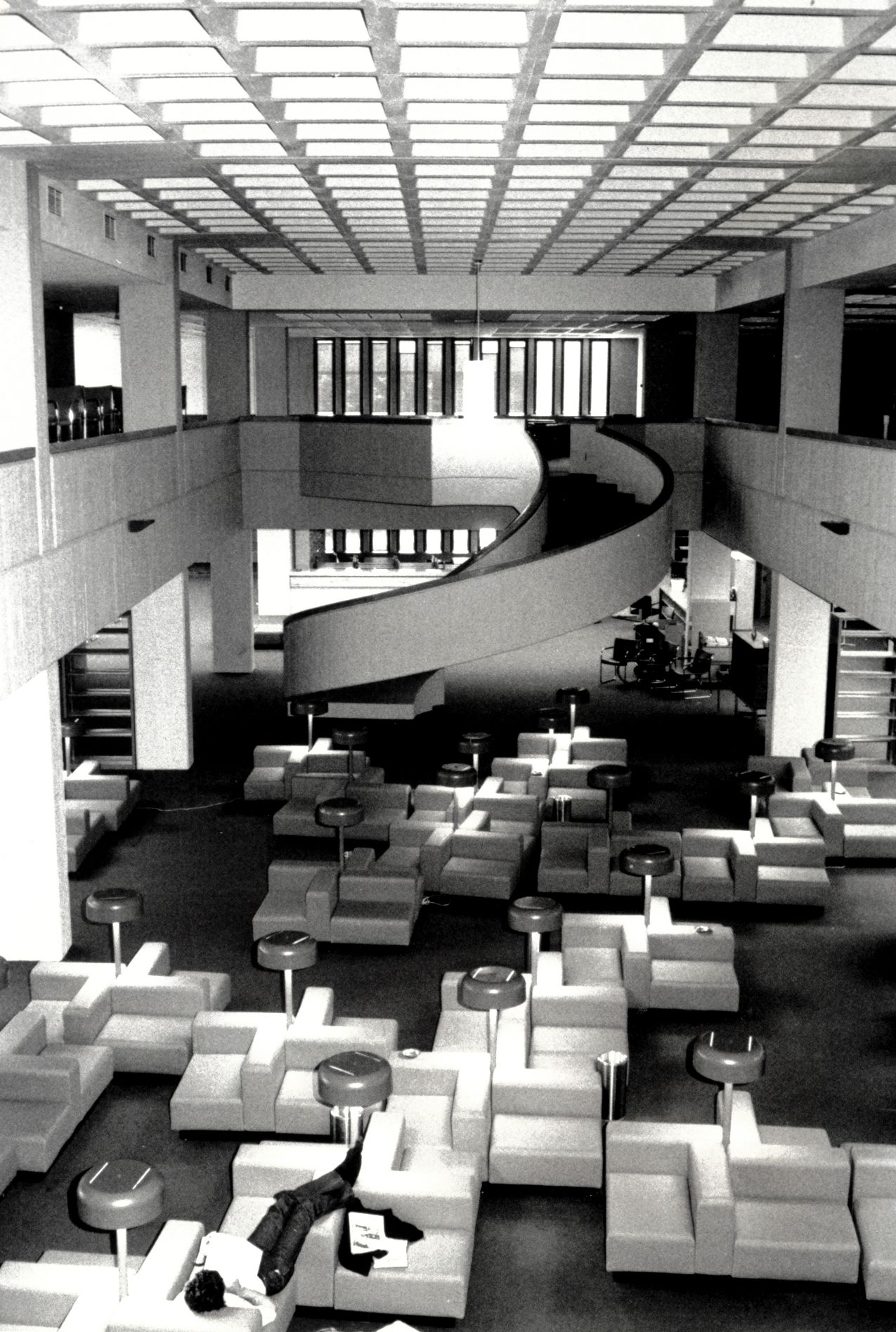 North Reading Room interior in the Melville Library, 1975