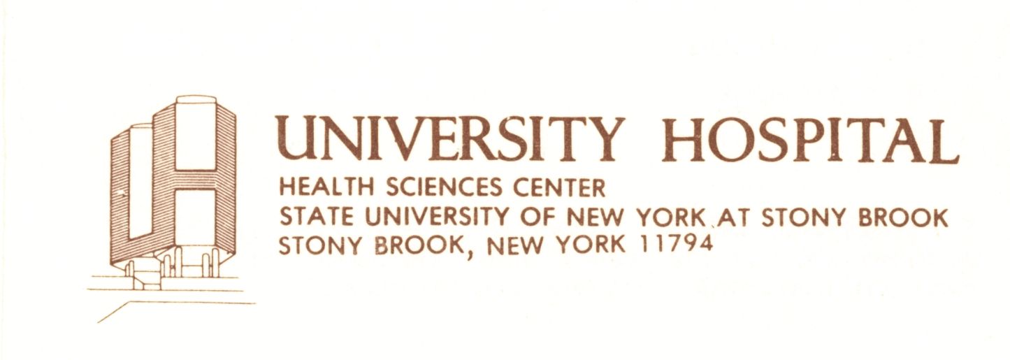 Stony Brook east campus logo depicting health sciences buildings,1978